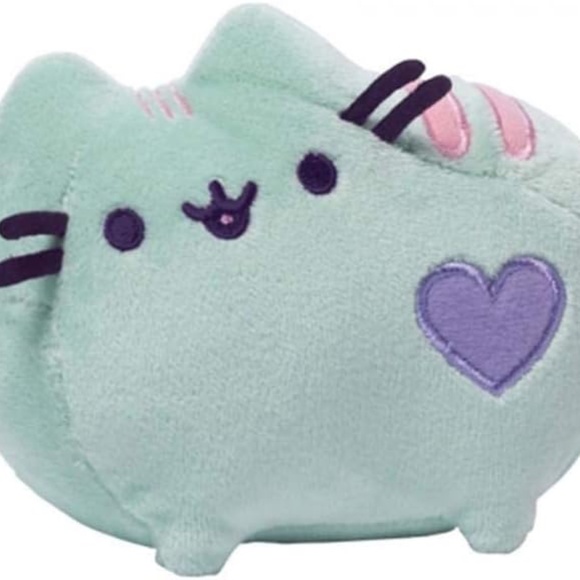 Pusheen Heart Pastel Cat Plush Stuffed Animal, Green, 6" - Picture 1 of 4